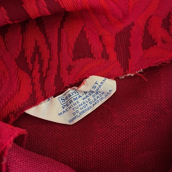 Groovy 1970s Sears Red Patterned Dress - Picture 8 of 8